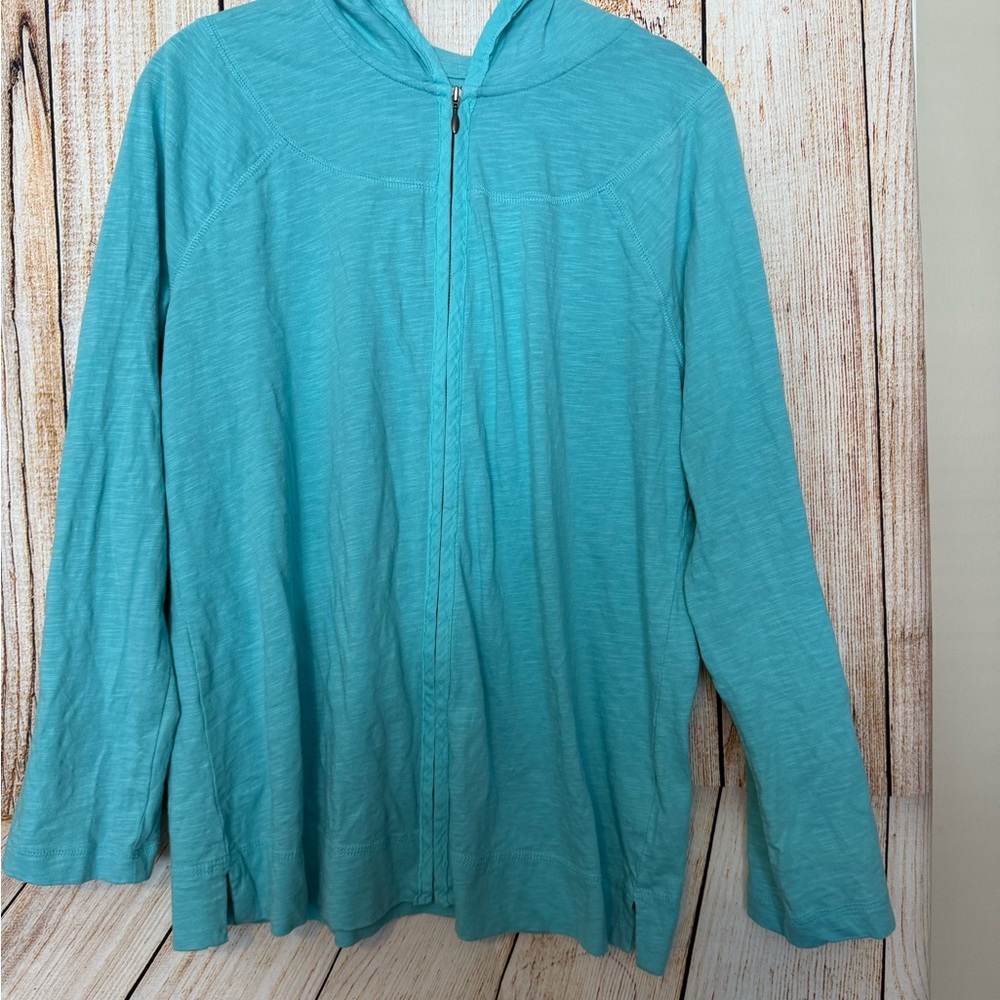 J. Jill Lightweight Turquoise Zip-Up Hoodie
